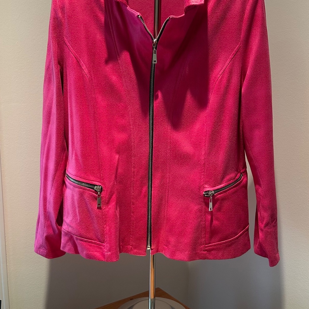 One on One Brand Vegan Leather Fushia  Jacket  Sz L-XL